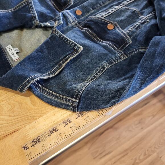 Dear John Denim Snap Front Collared Long Sleeve Jean Dress Pockets Small - Picture 8 of 12